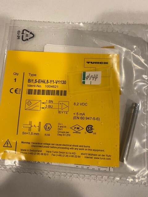 Turck Inductive 1.5mm Namur sensor, 6.5mm barrel Bi1,5-EH6,5-Y1-V1130 1004621