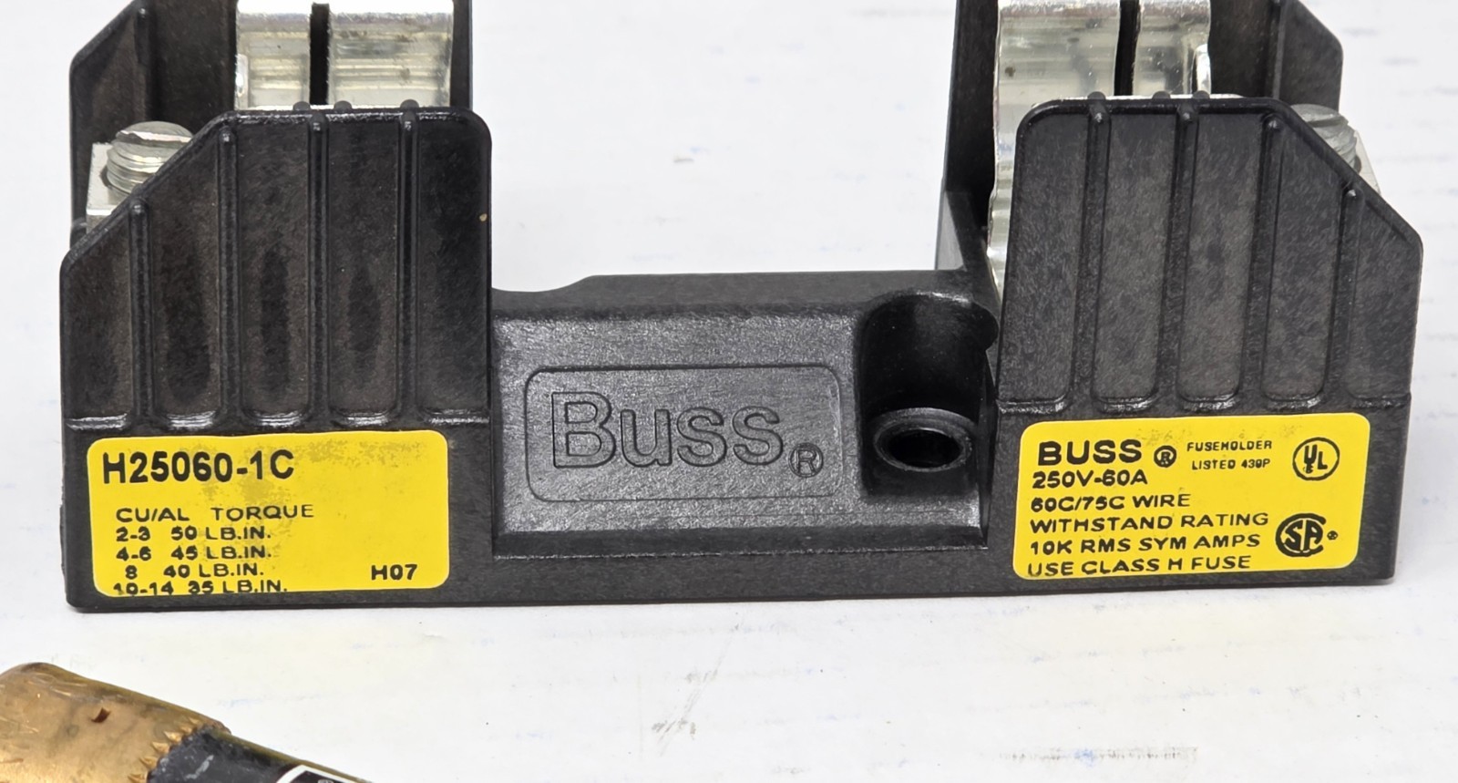 (Lot of 2) Buss H25060-1C 250V 60A Fuse Holder w/ 2x Fusetron FRN-R-40 Fuses