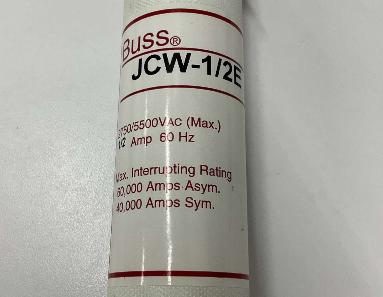 Cooper Bussman Buss JCW-1/2E FUSE 1/2 AMP 2750/5500V-AC 60HZ (CL115)