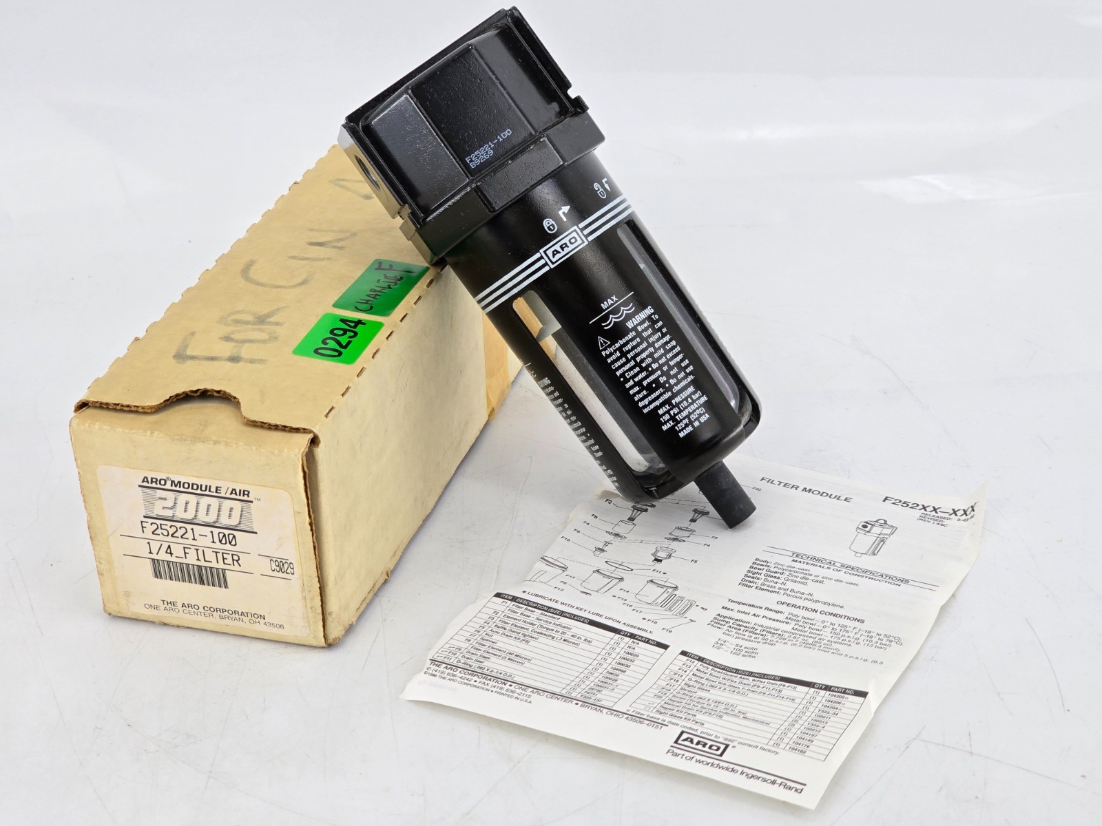 NOS Vtg – Aro F25221-100 Air 2000 ¼ Filter 150 PSI