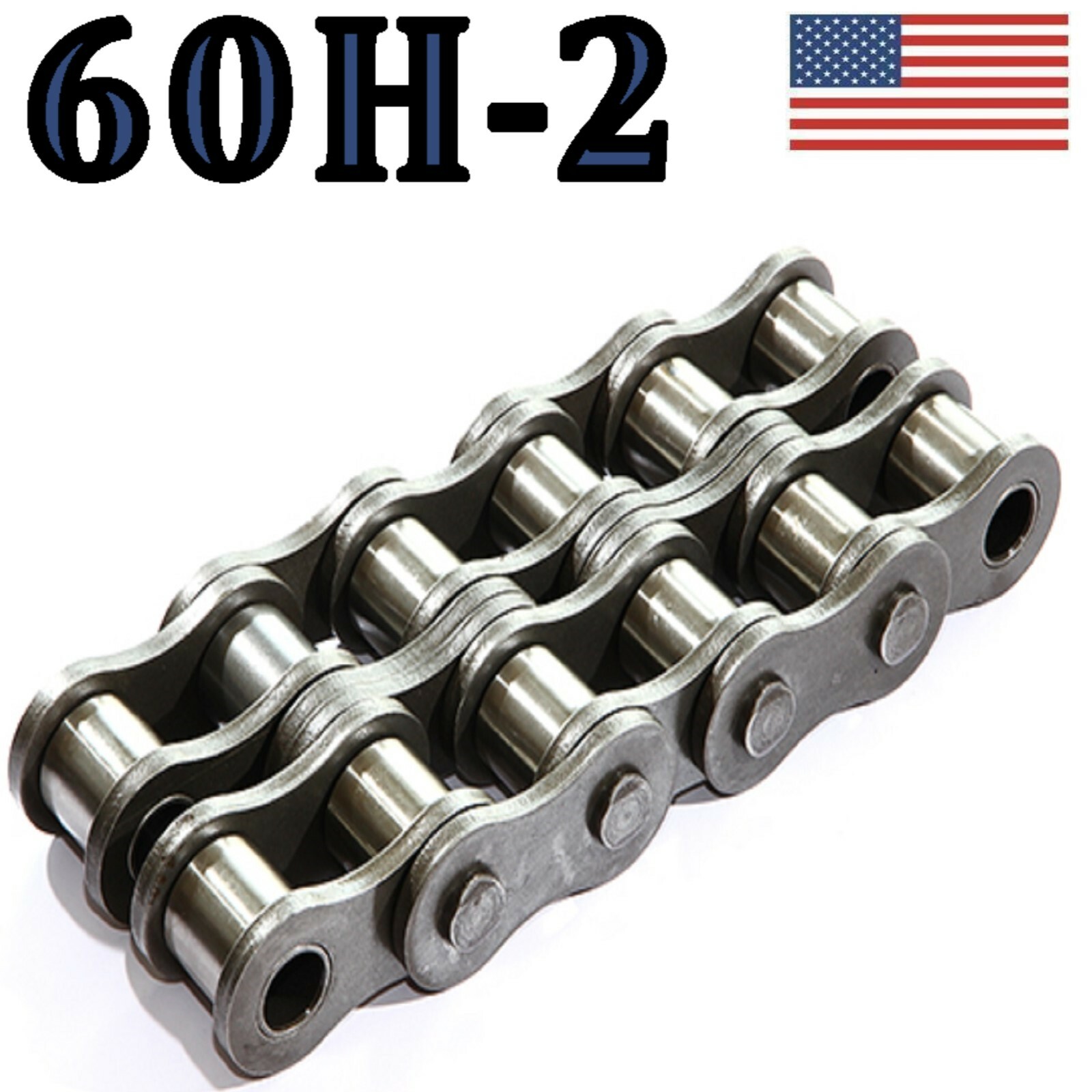 60H-2 HEAVY DOUBLE STRAND ROLLER CHAIN – 10FT WITH CONNECTING MASTER LINK