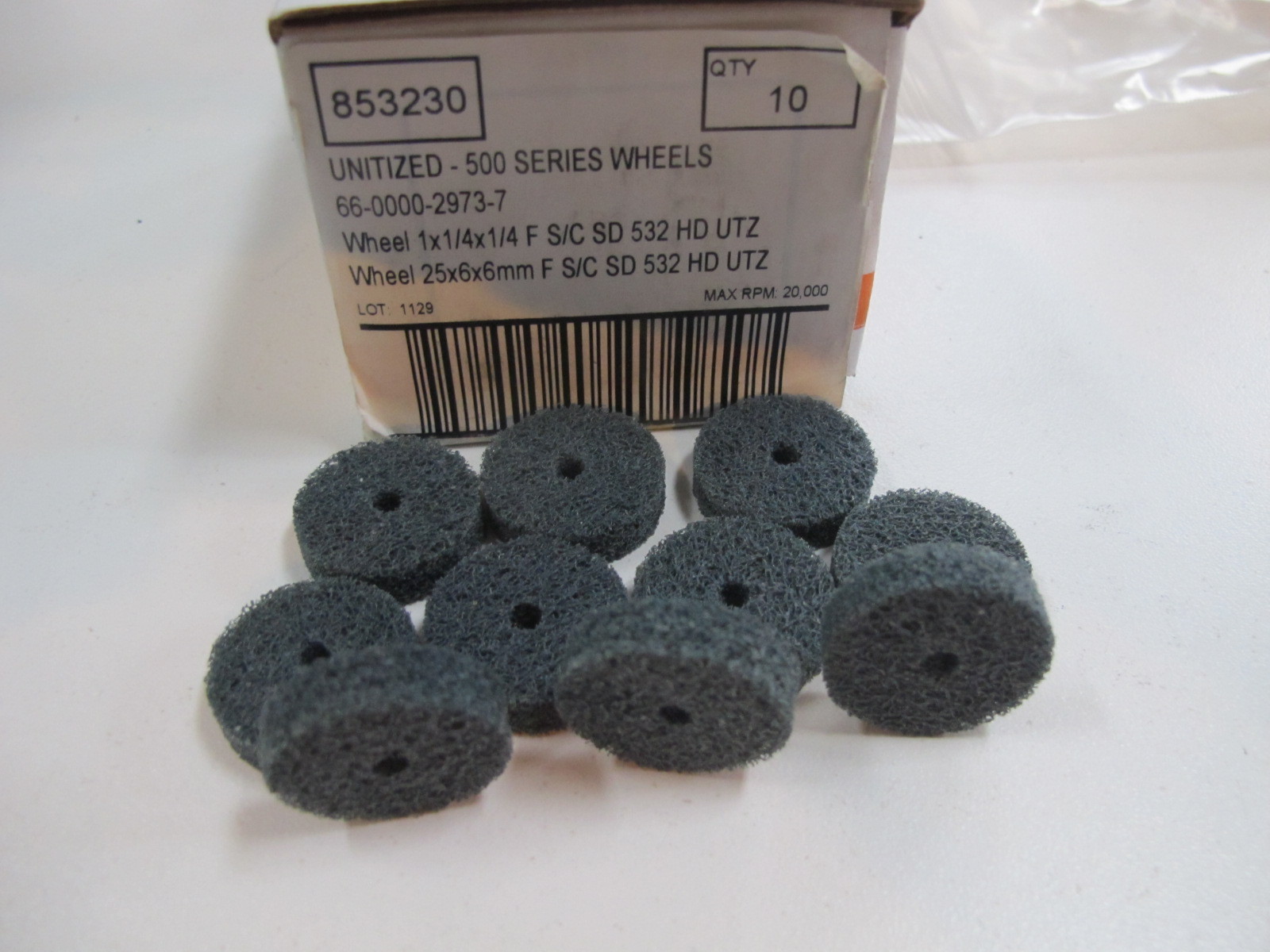 (10) Standard Abrasives A/O Unitized Wheels 853230 1 x 1/4 x 1/4, (QTY 10) BOX