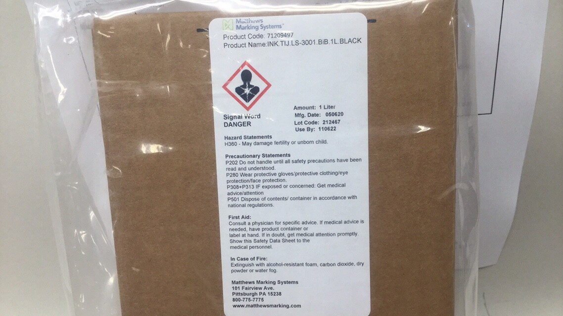 Matthews Marketing Systems 71209497 Ink Pouch 1 Liter TIJ.LS-3001.BiB.1L.Black