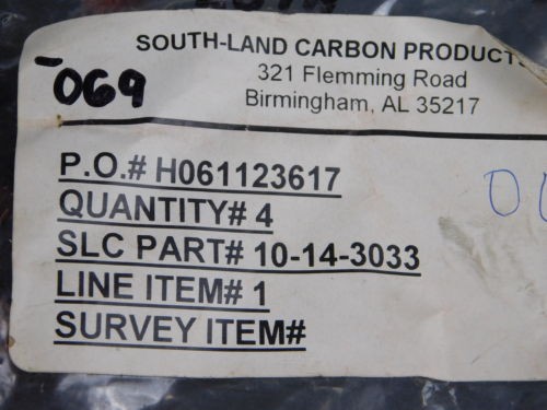 * Lot of 4* South-Land Carbon Products 10-14-3033 Carbon Brushes – NEW Surplus!
