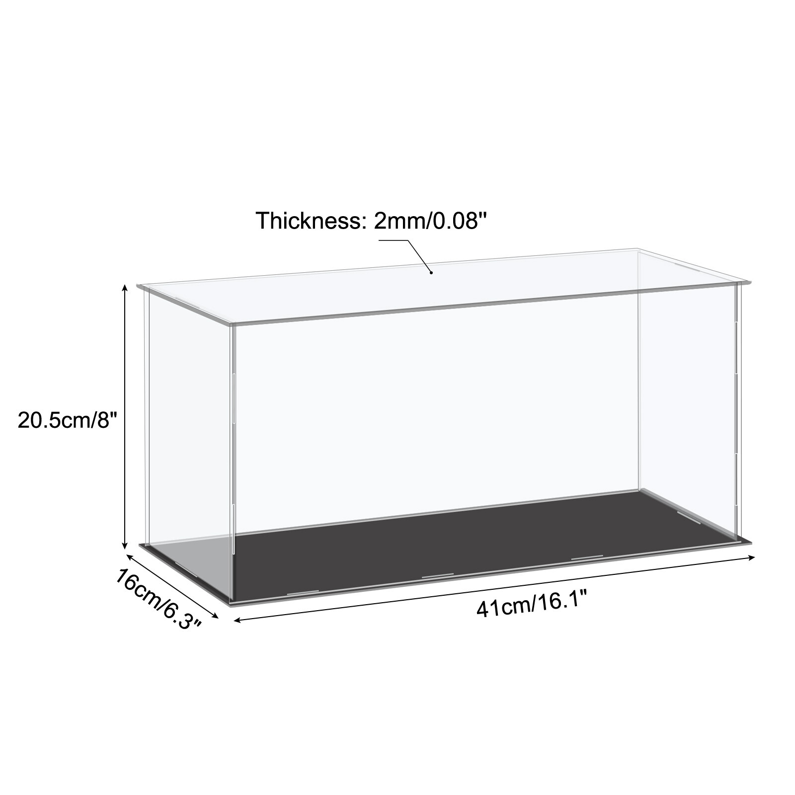 Acrylic Display Case Plastic Box Cube Storage Box Clear 41x16x20.5cm