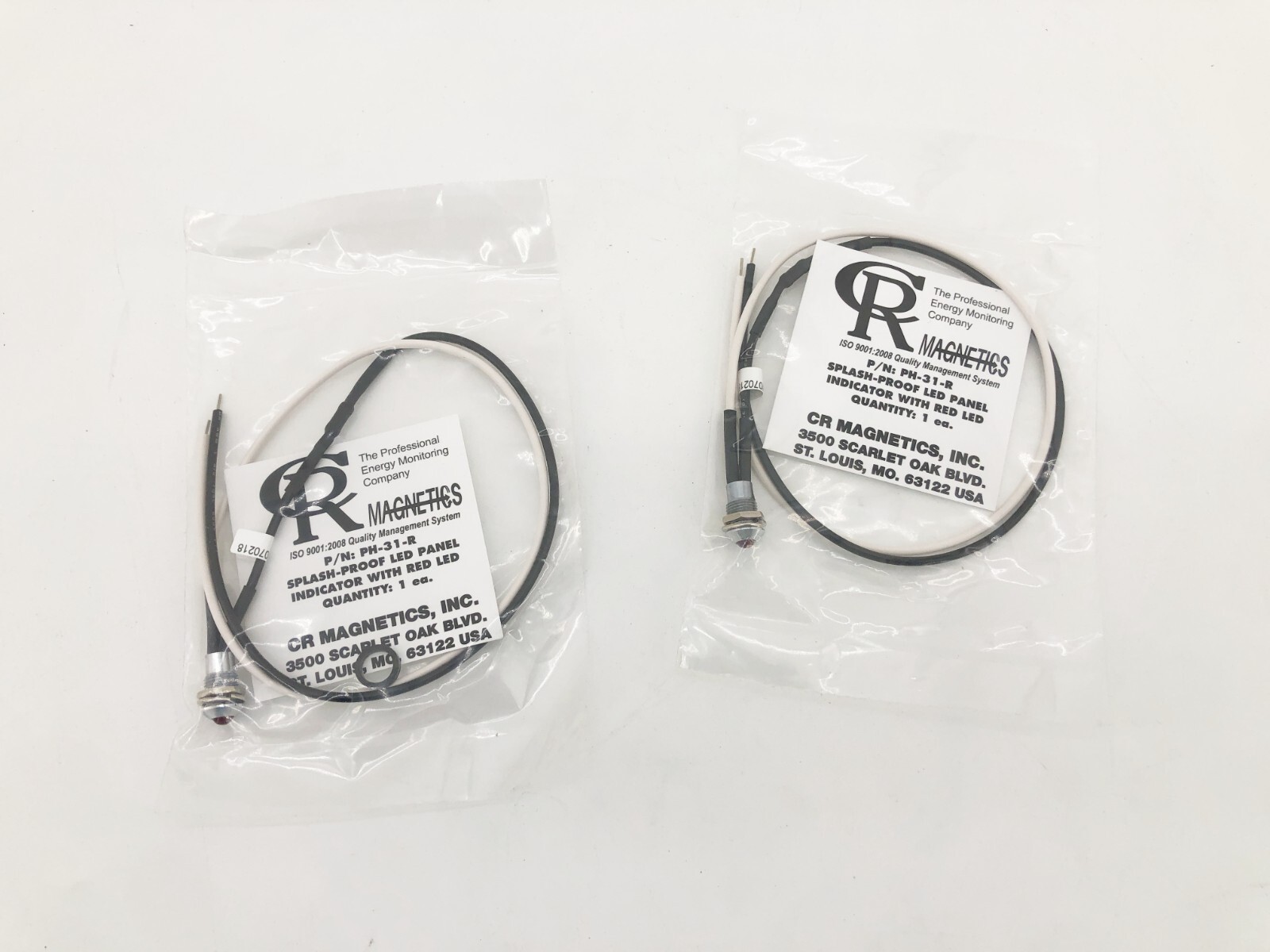 Lot of 2 New CR Magnetics PH-31-R Splash-Proof LED Panel Indicators Red