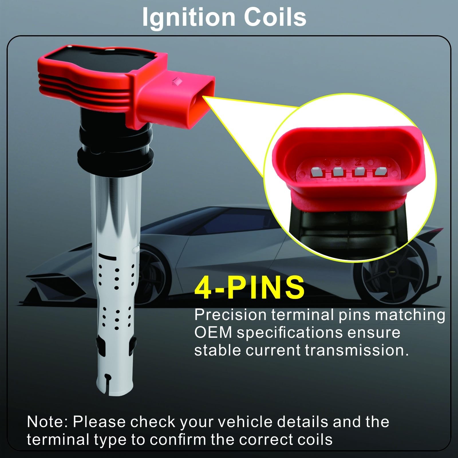 Set of 4 Ignition Coil Pack and Iridium Platinum Spark Plugs Fits for 2.0T 20…