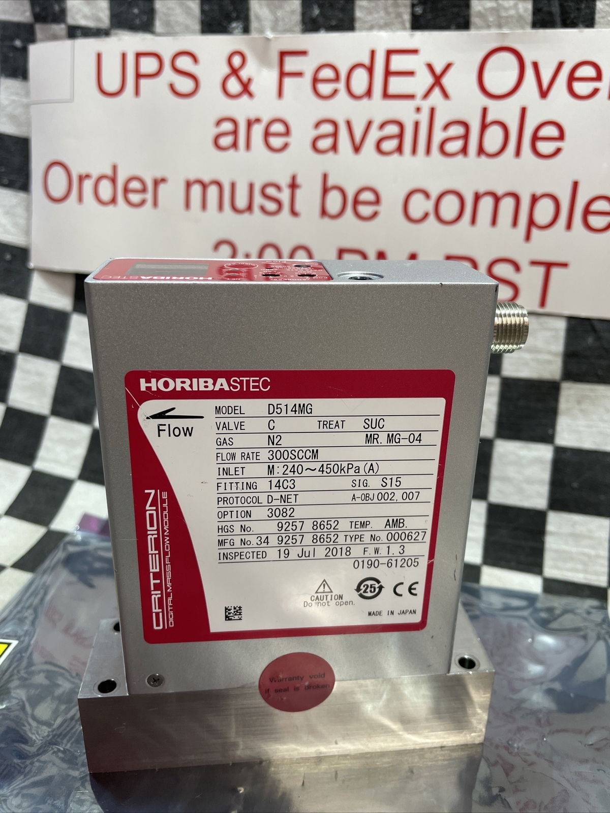 Horiba Stec D514MG, Mass Flow Controller N2 300 SCCM, SHIPSAMEDAY