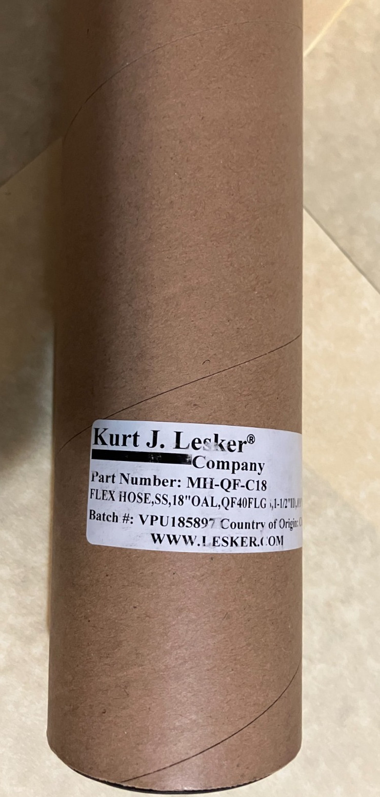KURT J LESKER FLEX HOSE 18″ OAL, QF40, MHQFC18 KF40 Flex Hose Stainless 18″