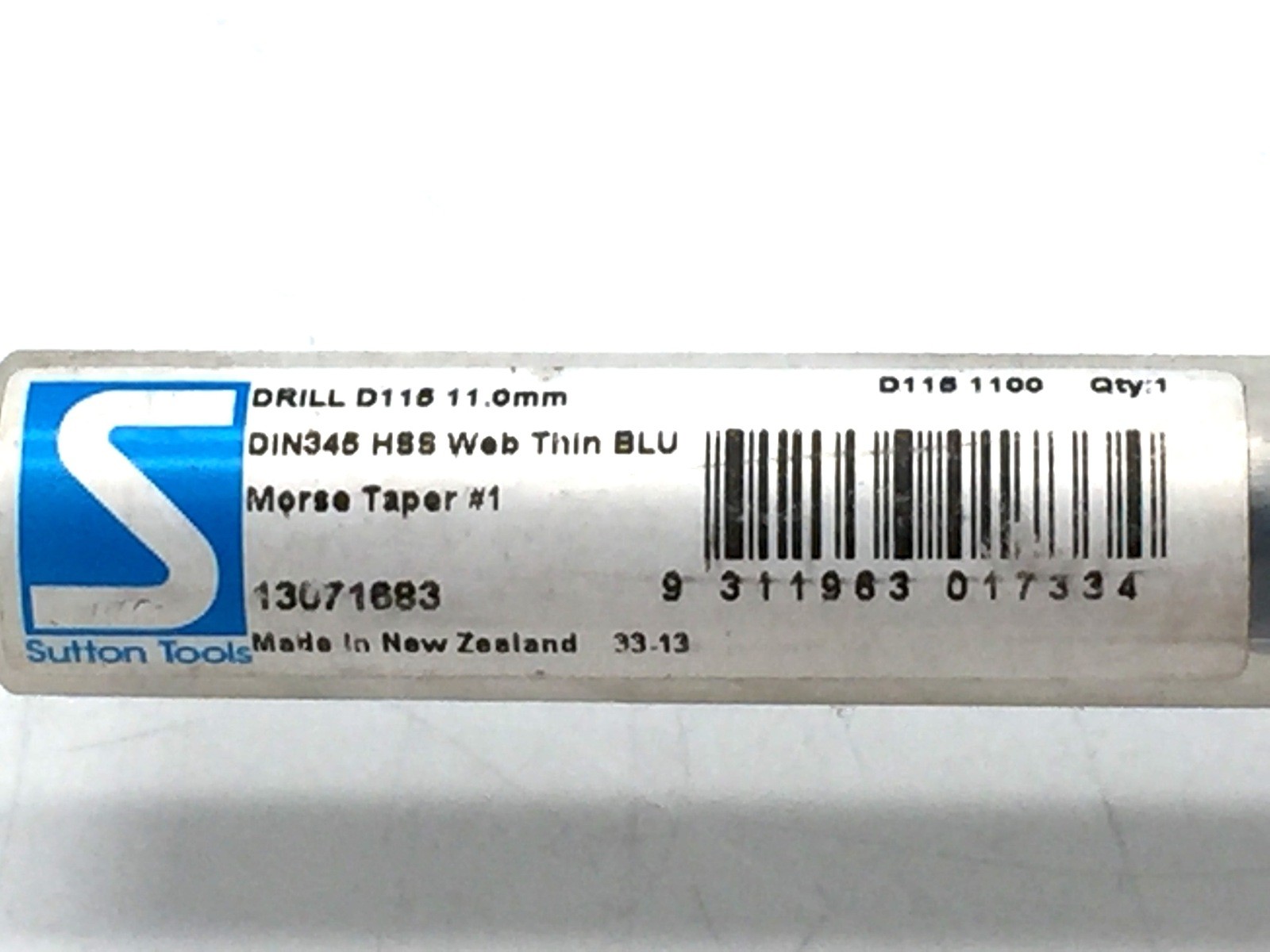 Sutton D115 11.0mm Number 1 Morse Taper Shank Drill Bit HSS D1151100