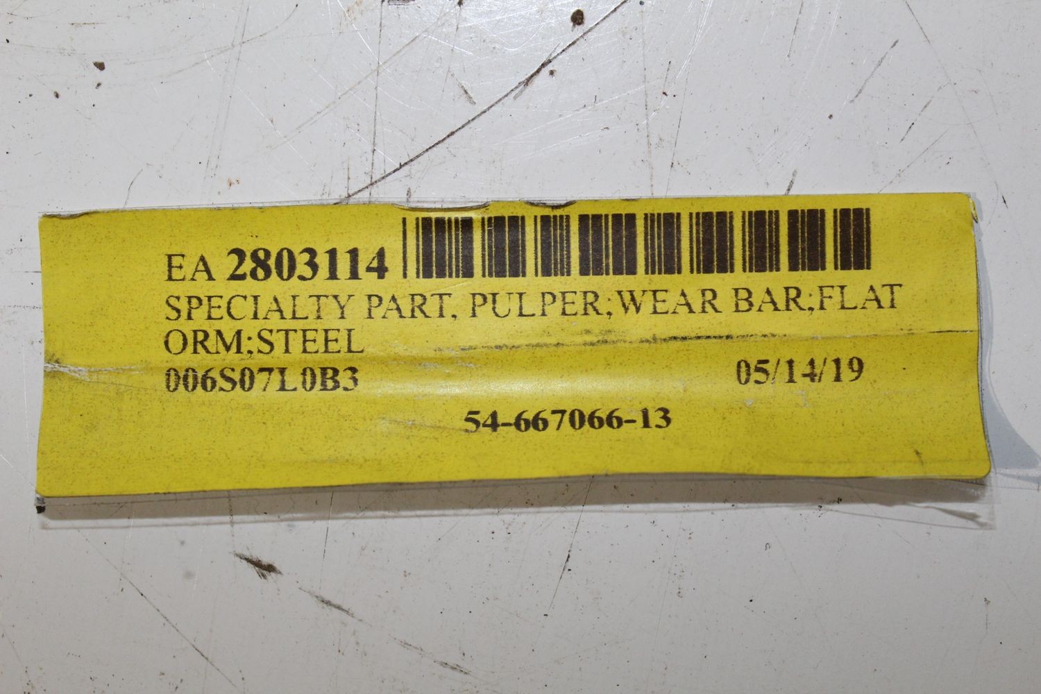 54-667066-13 18086-255-10 PULPER WEAR BAR FROM WESTROCK MILL