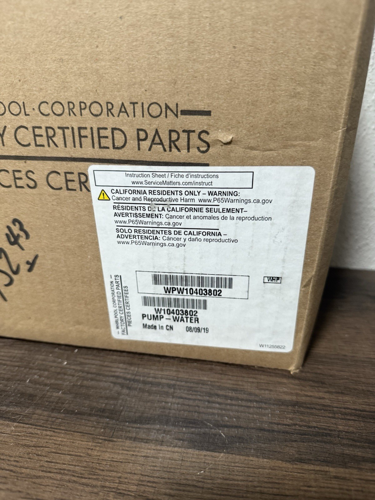 Whirlpool WPW10403802 Pump ASM Drain 1/2″ Plastic
