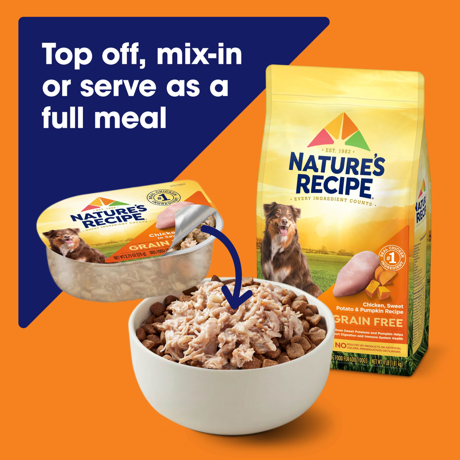4 Pack Nature’s Recipe Chicken, Salmon & Turkey Wet Dog Food, 2.75 oz Cups 12Ct
