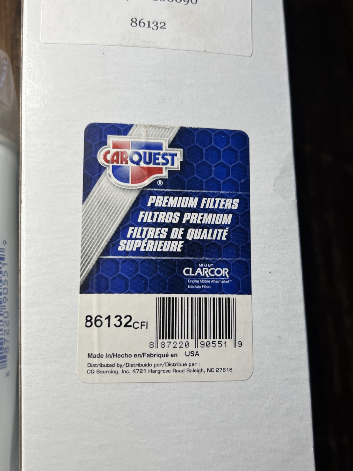 Lot Of 2 Carquest 86132 CFI Fuel Water Separator Filters, Filter