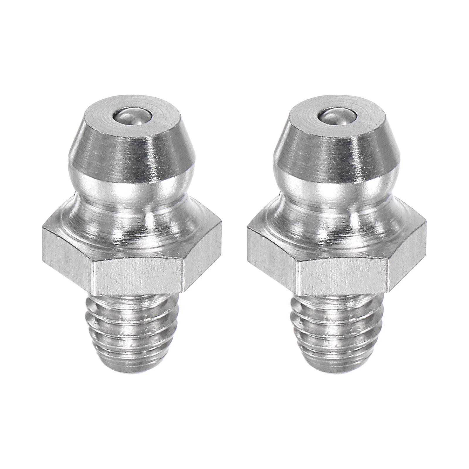 2Pcs Metric Stainless Steel Straight Hydraulic Grease Fitting M5 x 0.8mm Thread