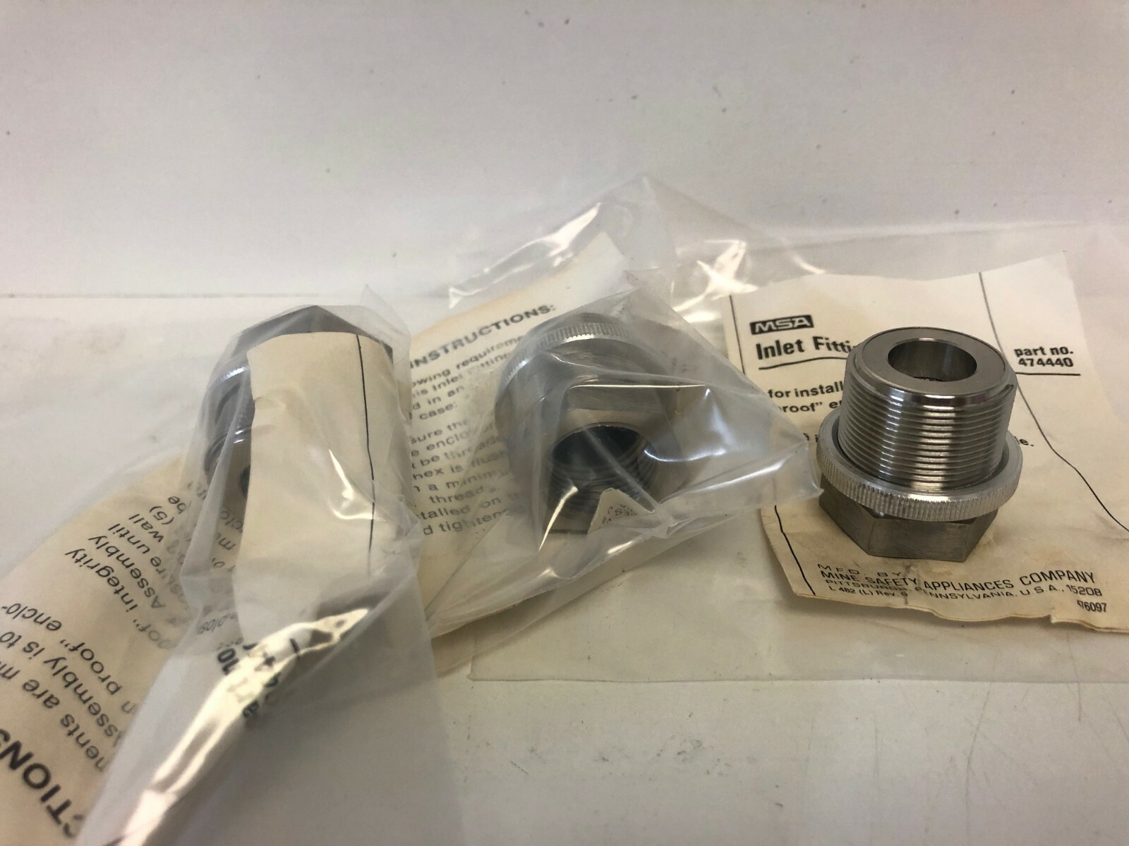 SET OF (3) NEW OLD STOCK! MSA 3/4″ HAZ. LOCATION INLET FITTINGS # 474440