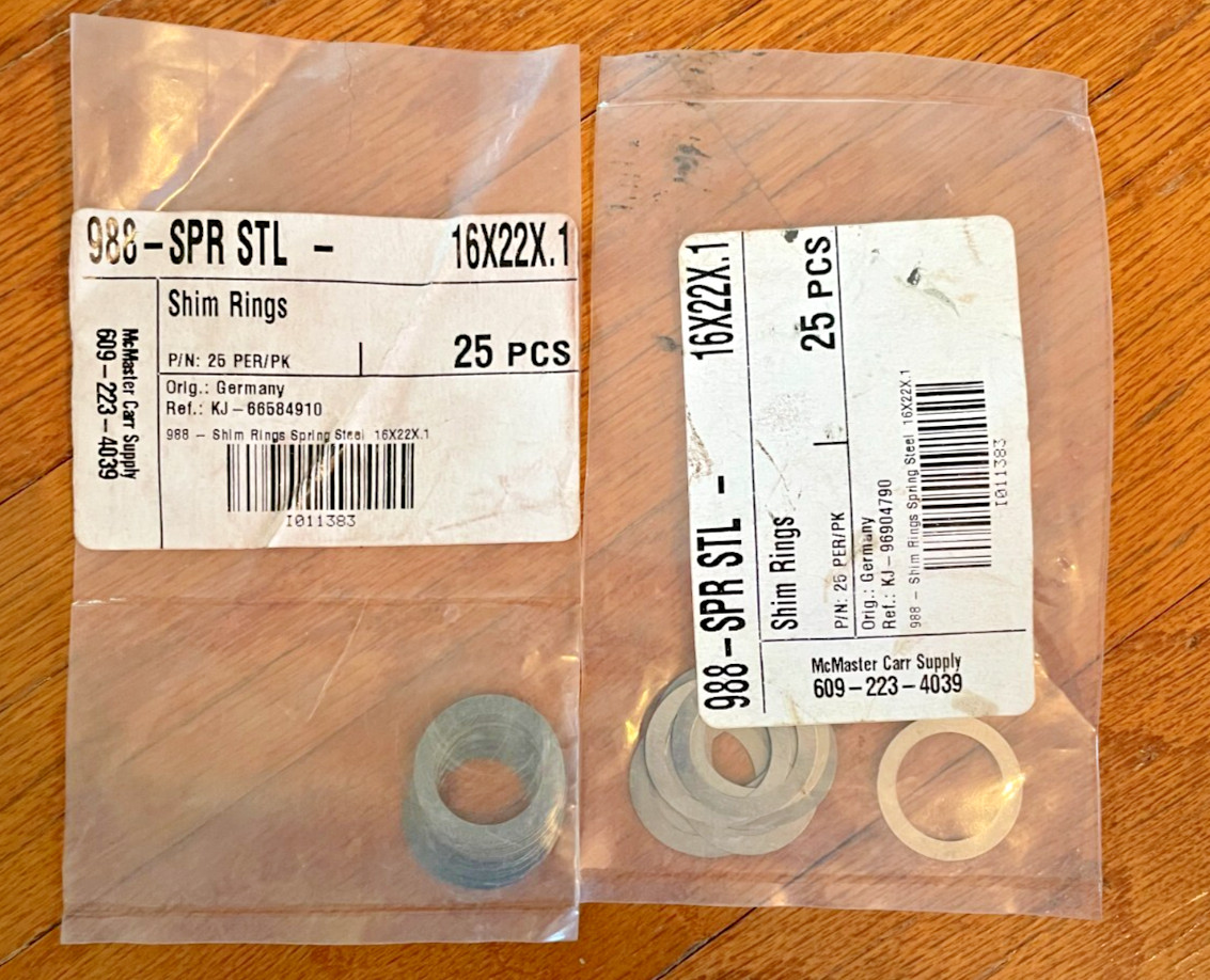 Mix Lot McMaster Carr 988-SPR STL Shim Rings