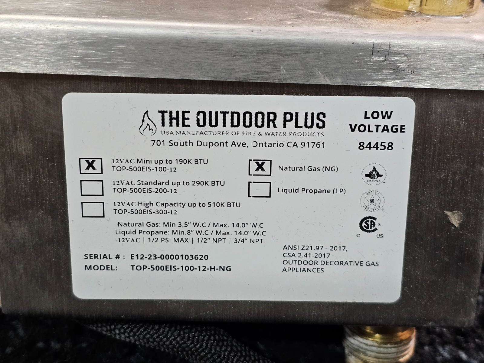 The Outdoor Plus TOP-500EIS-100-12-H-NG 12VAC Low Voltage Electronic Ignition