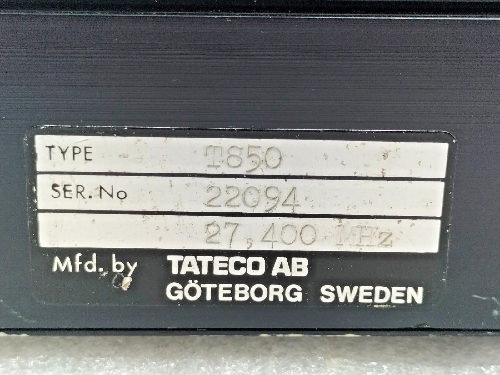 TATECO AB T850 PAGING SYSTEM TRANSMITTER TELE COURIER 27400 MHz