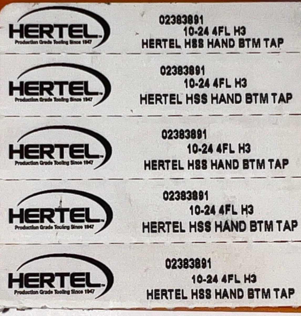 HERTEL BOTTOMING HAND TAP 4 FLUTE 02383891 #10-24 H3 1″ LOC 2-1/2″ OAL LOT OF 5
