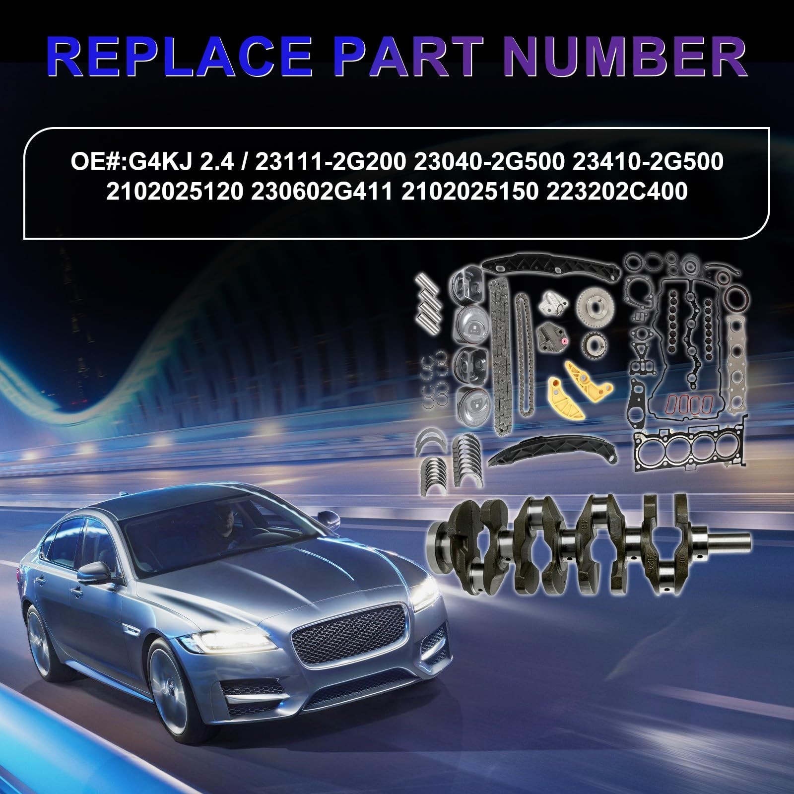 G4KJ 2.4 Engine Overhaul Rebuild Kit Fits for Hyundai Santa Fe 10-20/ Sonata …