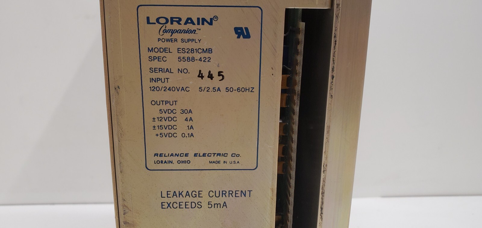 GOOD USED! LORAIN RELIANCE ELECTRIC POWER SUPPLY MODULE 57491 ES281CMB
