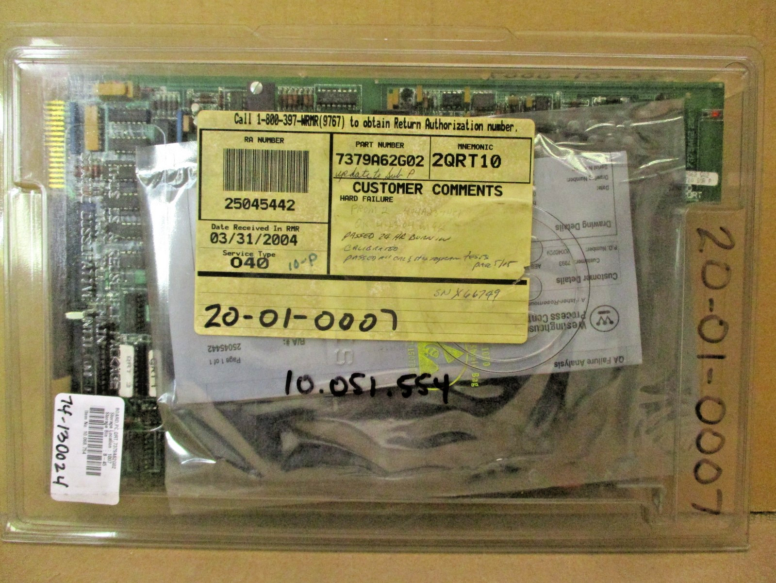 Westinghouse 7379A62G02 2QRT10 SUB P PCPR-1-0 53060HI