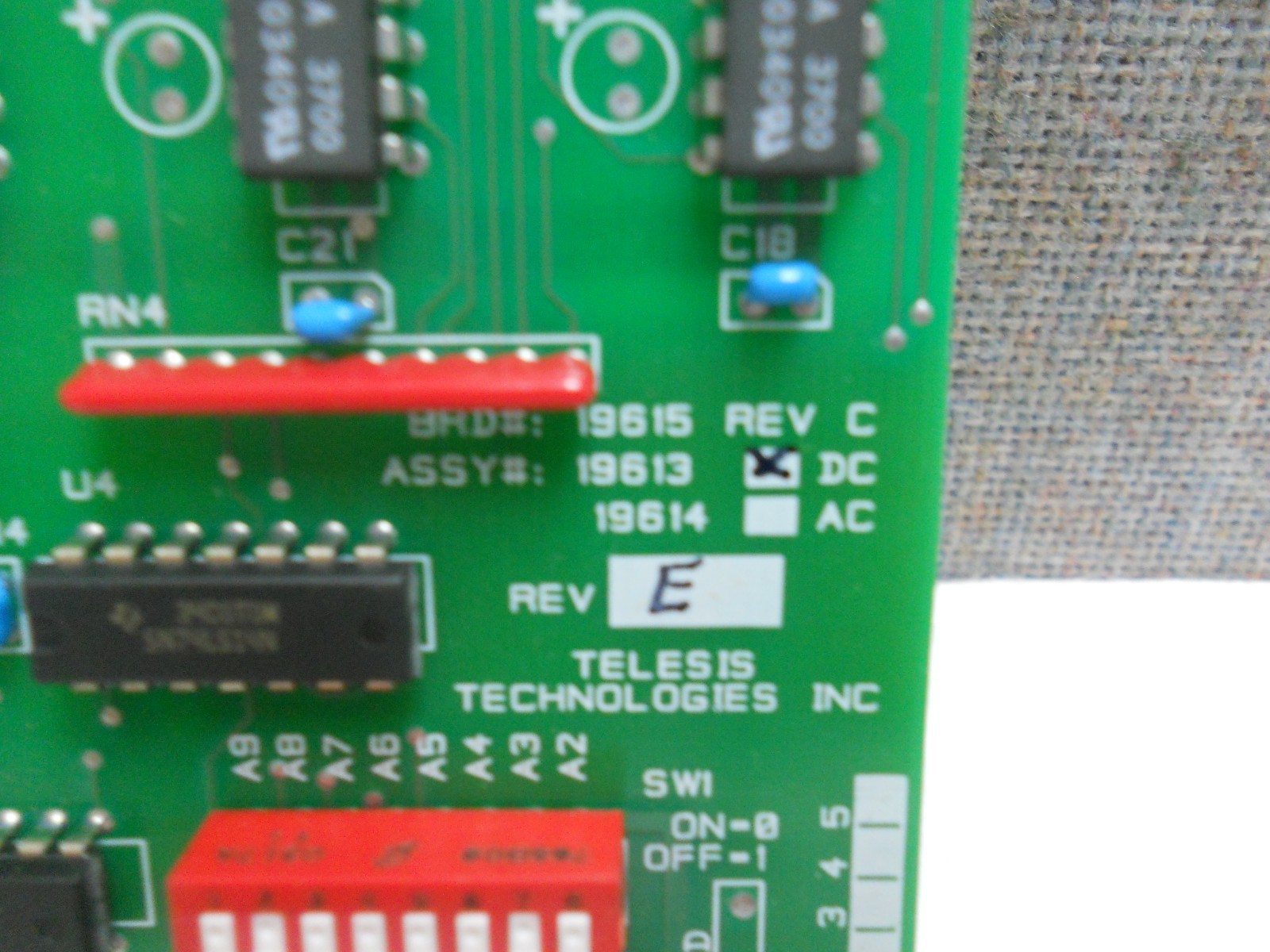 TELESIS TECHNOLOGIES BRD# 19615 REV. C ASSY# 19613 DC REV. E NEW-NO BOX 19615