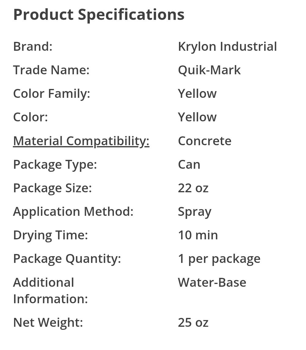 Krylon Industrial QT0380100 Inverted Marking Paint, 22 oz. Yellow 3 Pack
