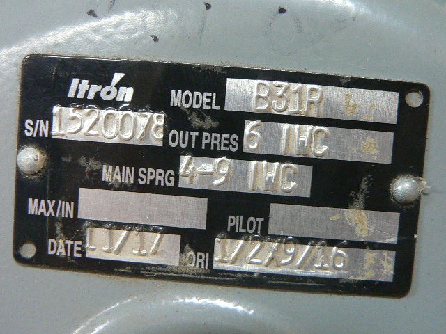 Itron B31r 4-9″ Main Sprg Gas Regulator 6 Iwc Out Press