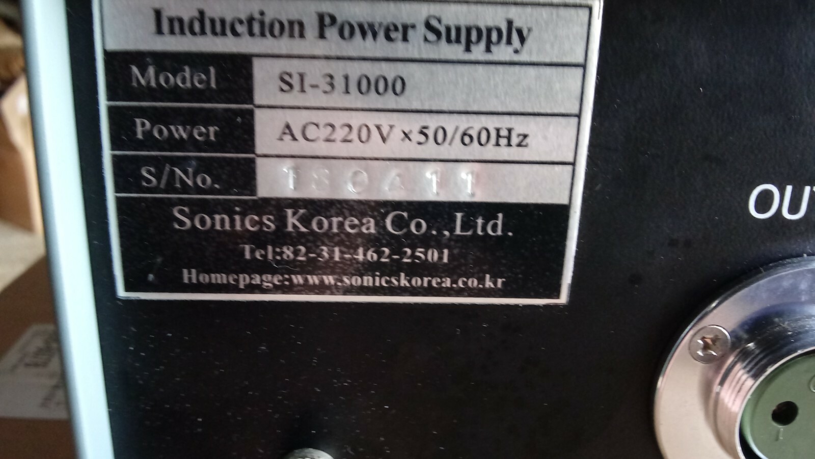 30 day WARRANTY Sonics Korea SI-31000 Induction Power Supply NO CABLES