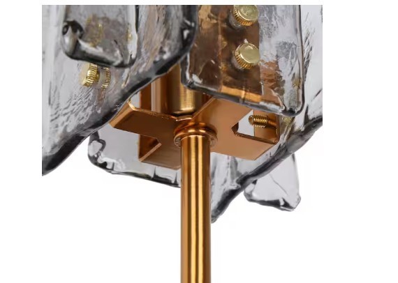 LNC Matte Black 1-Lt Modern Glam Sconce Brass w/ Square Gray Textured Glass