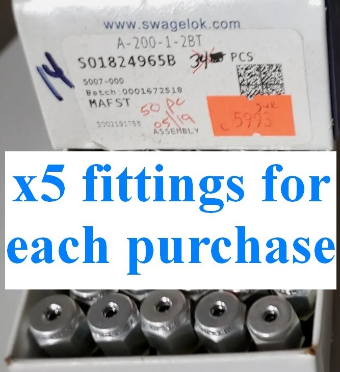 x5 NEW Swagelok Aluminum Fitting A-200-1-2BT Bored-Through 1/8 Tube x 1/8 MNPT