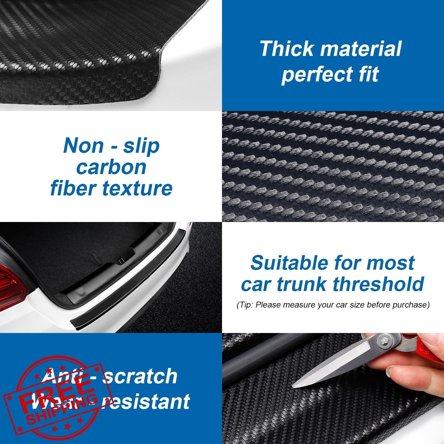 Moteloor Universal Rear Bumper Protector Matte Black