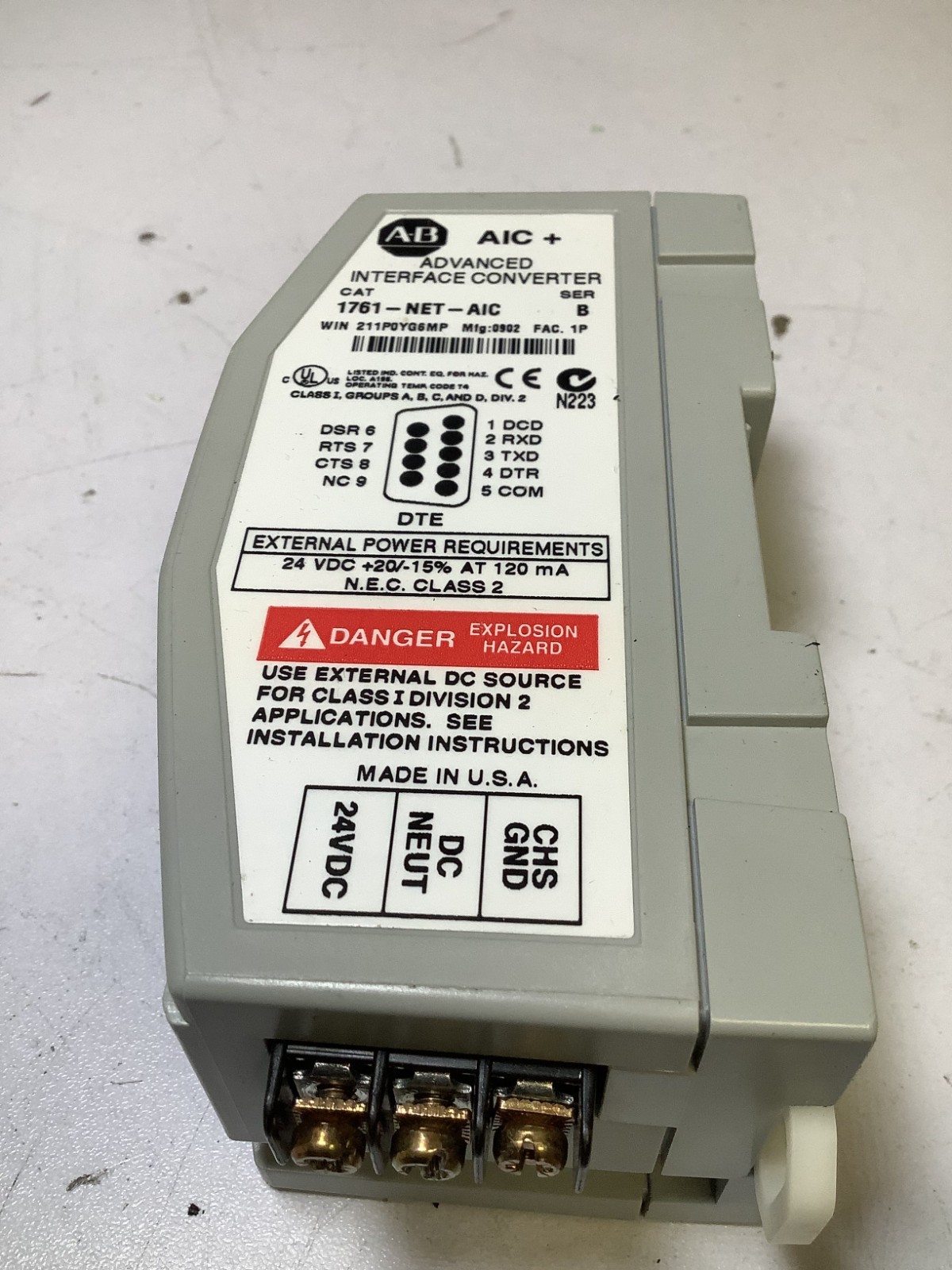 Allen-Bradley AIC+ 1761-NET-AIC Ser B Advanced Interface Converter, Gray RD-M6C