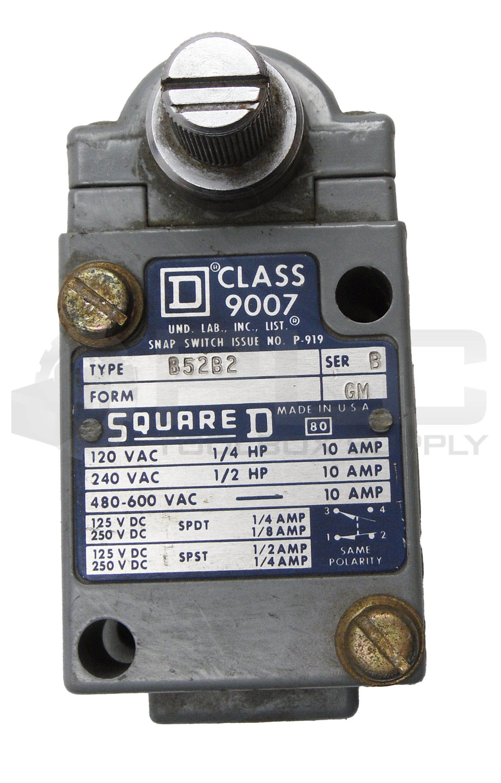 NEW SQUARE D 9007 B52B2 /B LIMIT SWITCH 600VAC 1/2HP 10A
