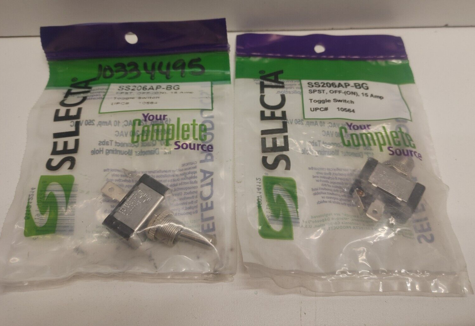 LOT OF 2 NEW OLD STOCK! SELECTA 15A SPST MOMENTARY TOGGLE SWITCHES SS206AP-BG