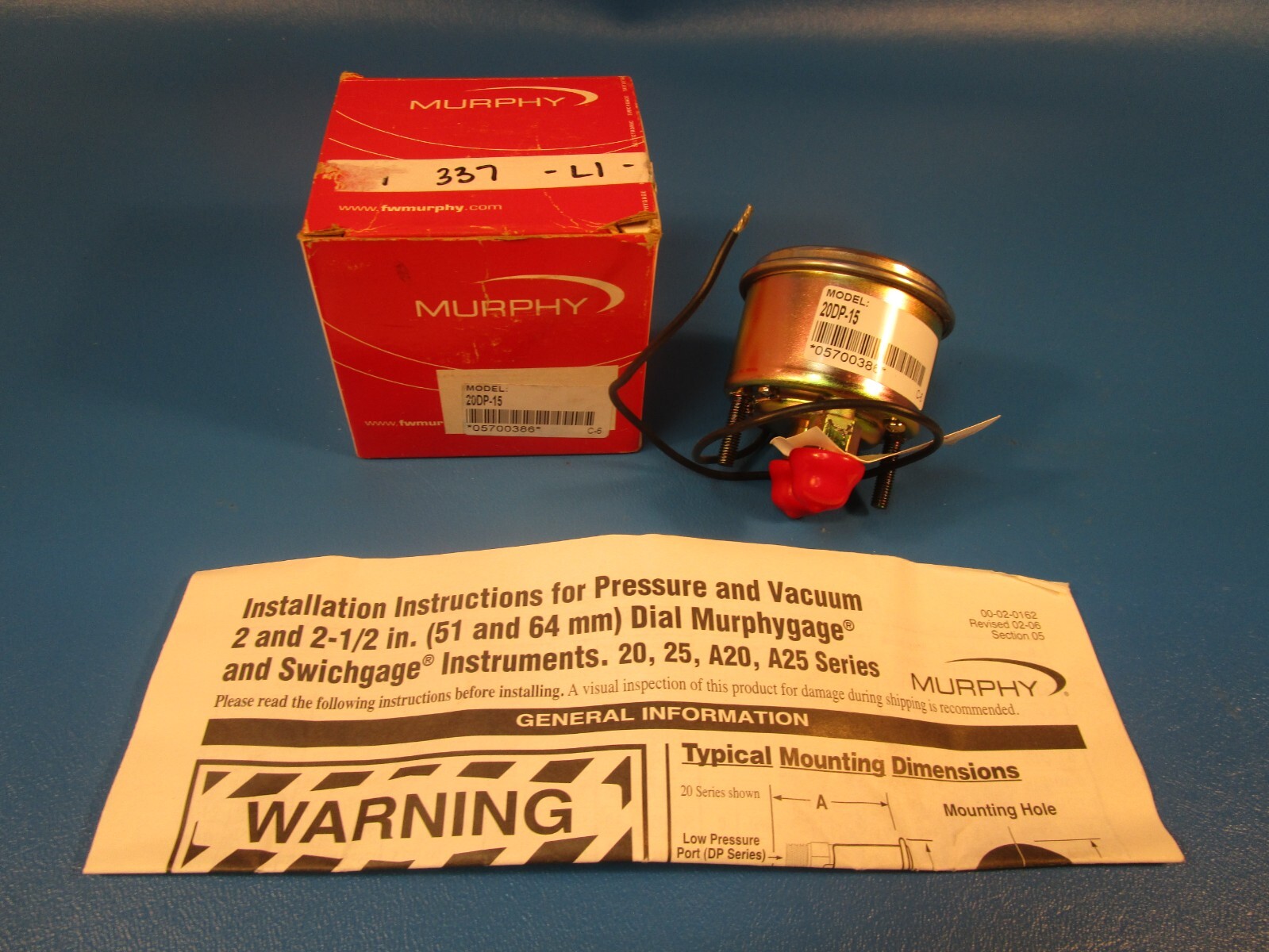 MURPHY 20DP-15, Differential Pressure Swichgage, 2″ Dual-Scale Dial, 0-15 PSI Pr
