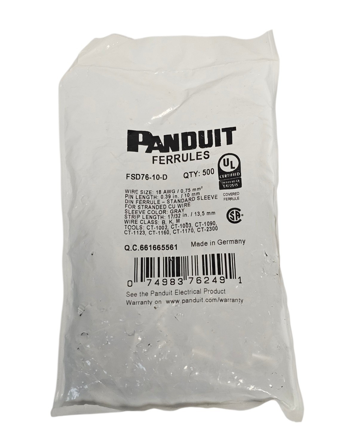 BAG OF 500 NEW PANDUIT FSD76-10-D FERRULES FSD7610D