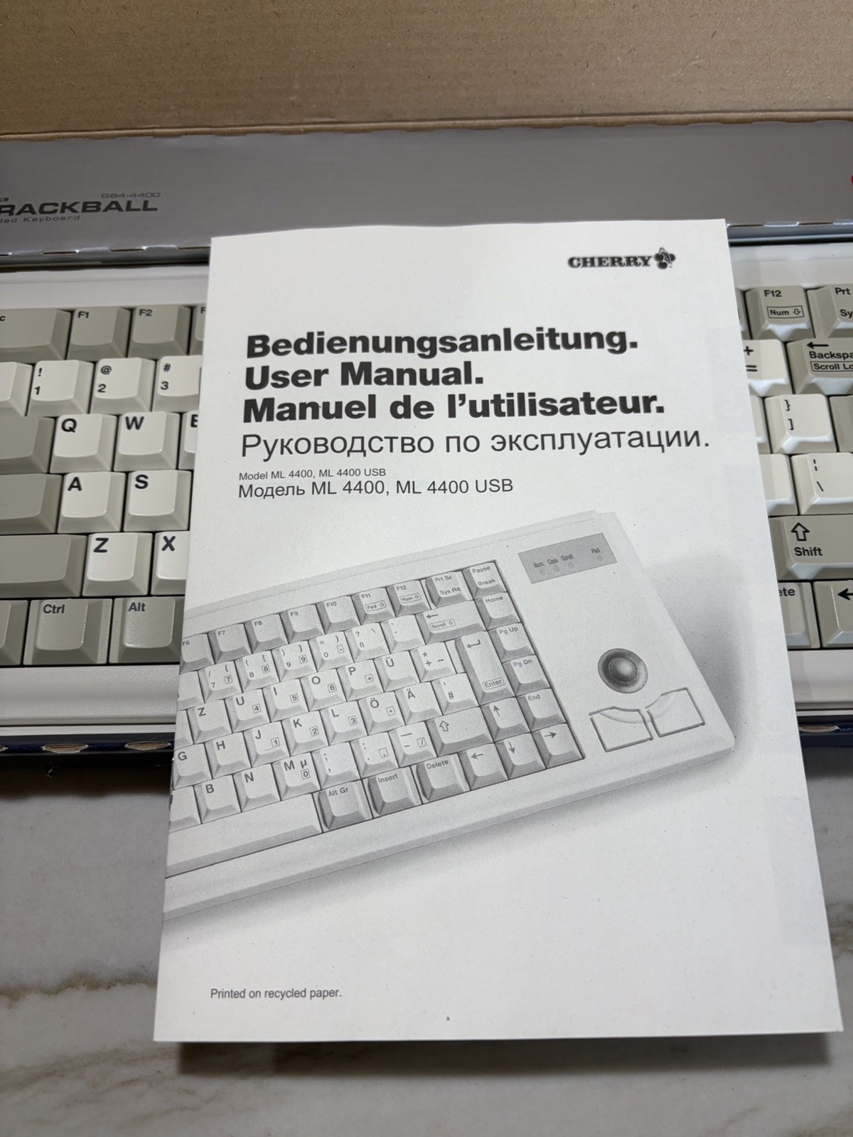 Cherry G84-4405PPBUS G84-4400 Ultraslim Trackball Keyboard