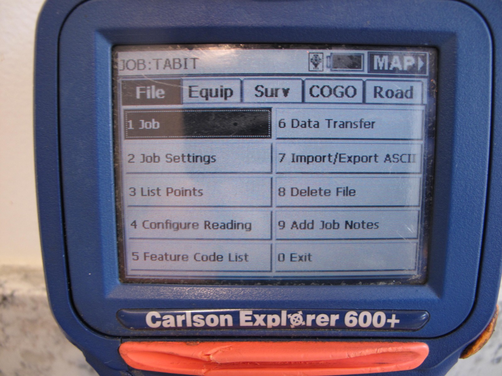 Carlson Explorer 600+ Data Collector turns on