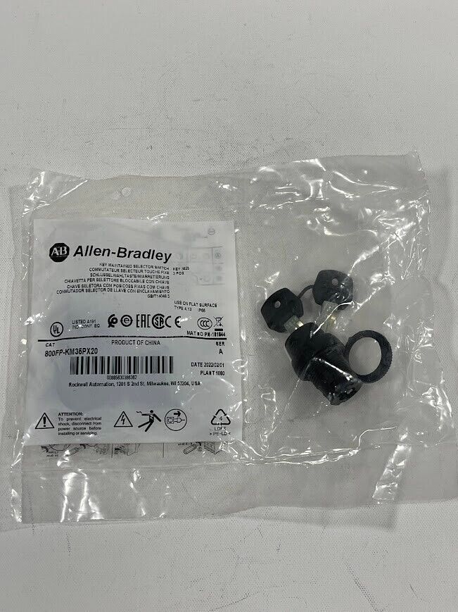 Bradley 800FP-KM35PX20 22mm Selector Keyed Switch 3 Position Standard Knob