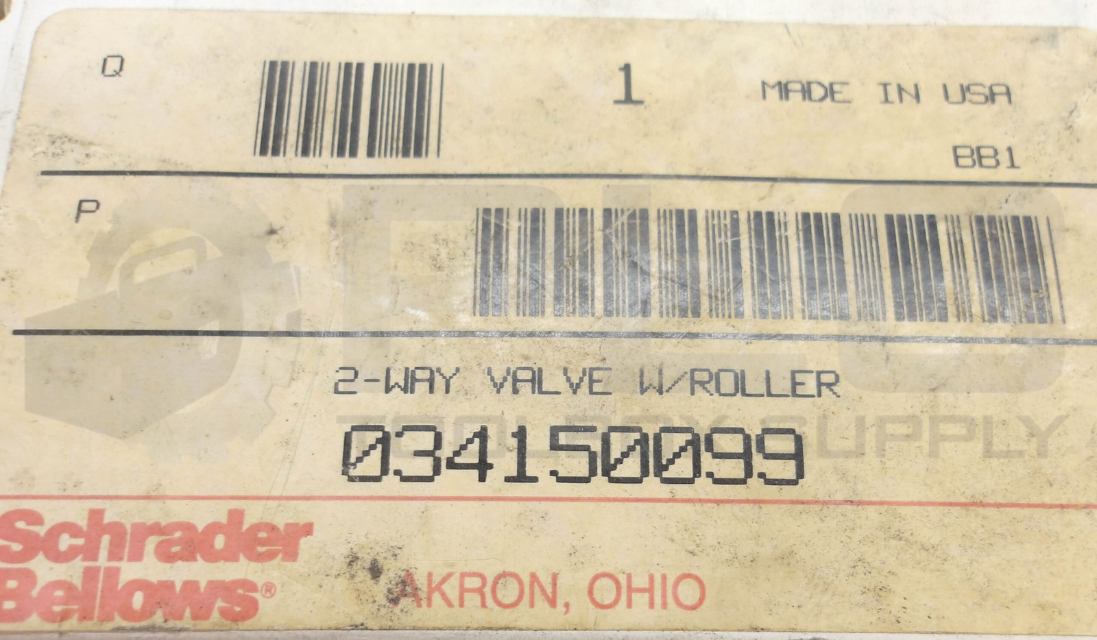 NEW SCHRADER BELLOWS 034150099 2 WAY CONTROL VALVE W/ ROLLER