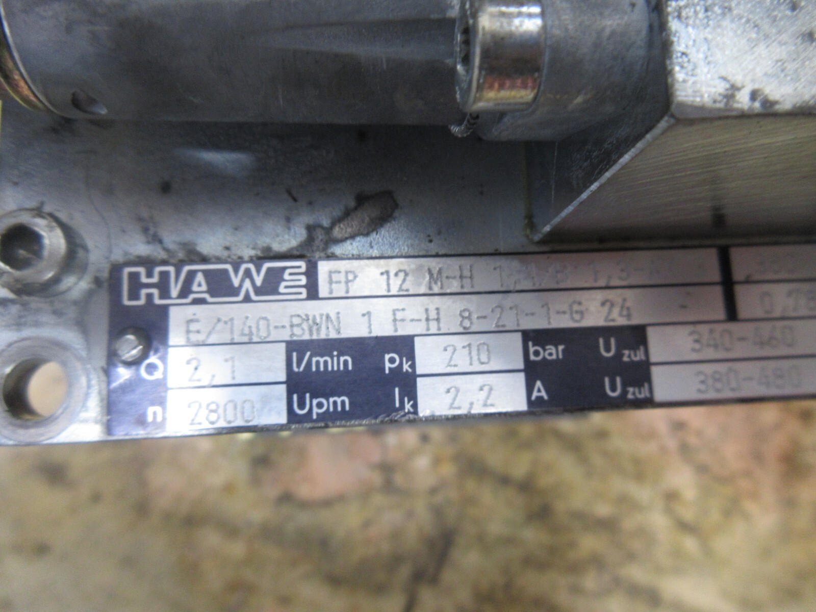 HAWE LUBRICATOR FP 12 M-H 1,1/B1,3-AX3E/140-BWN 1 F-H 8-21-1-G24 MAHO MH800W CNC