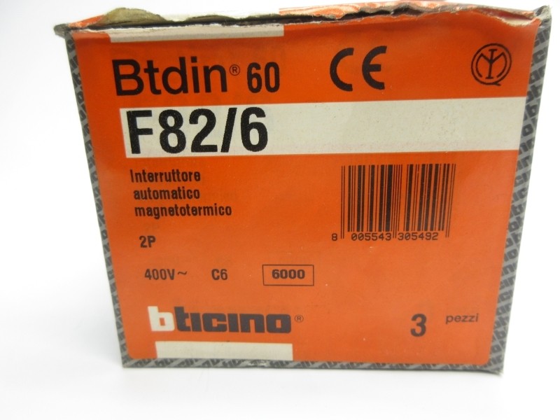 BTICINO F82/6 400V 6A (PKG OF 3) NSMP