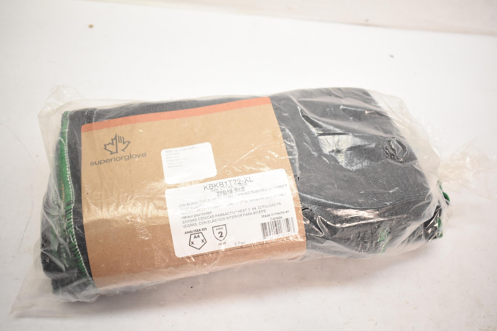 6 Pairs Superior Glove KBKB1T22-XL Protective Sleeves 22in A4 Heat 2 XL Black