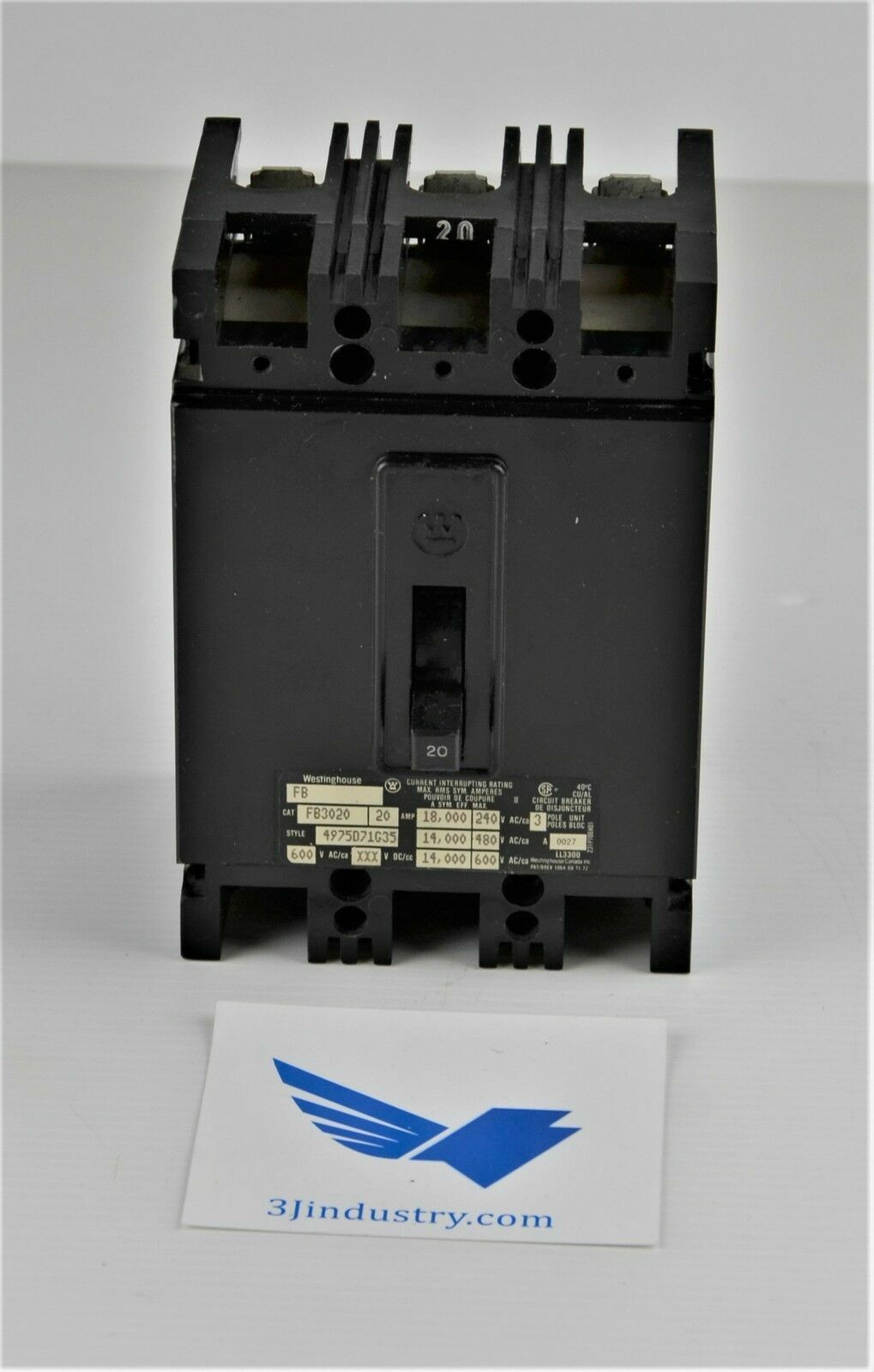 FB3020 – Breaker 3P 20A – Westinghouse FB Breakers