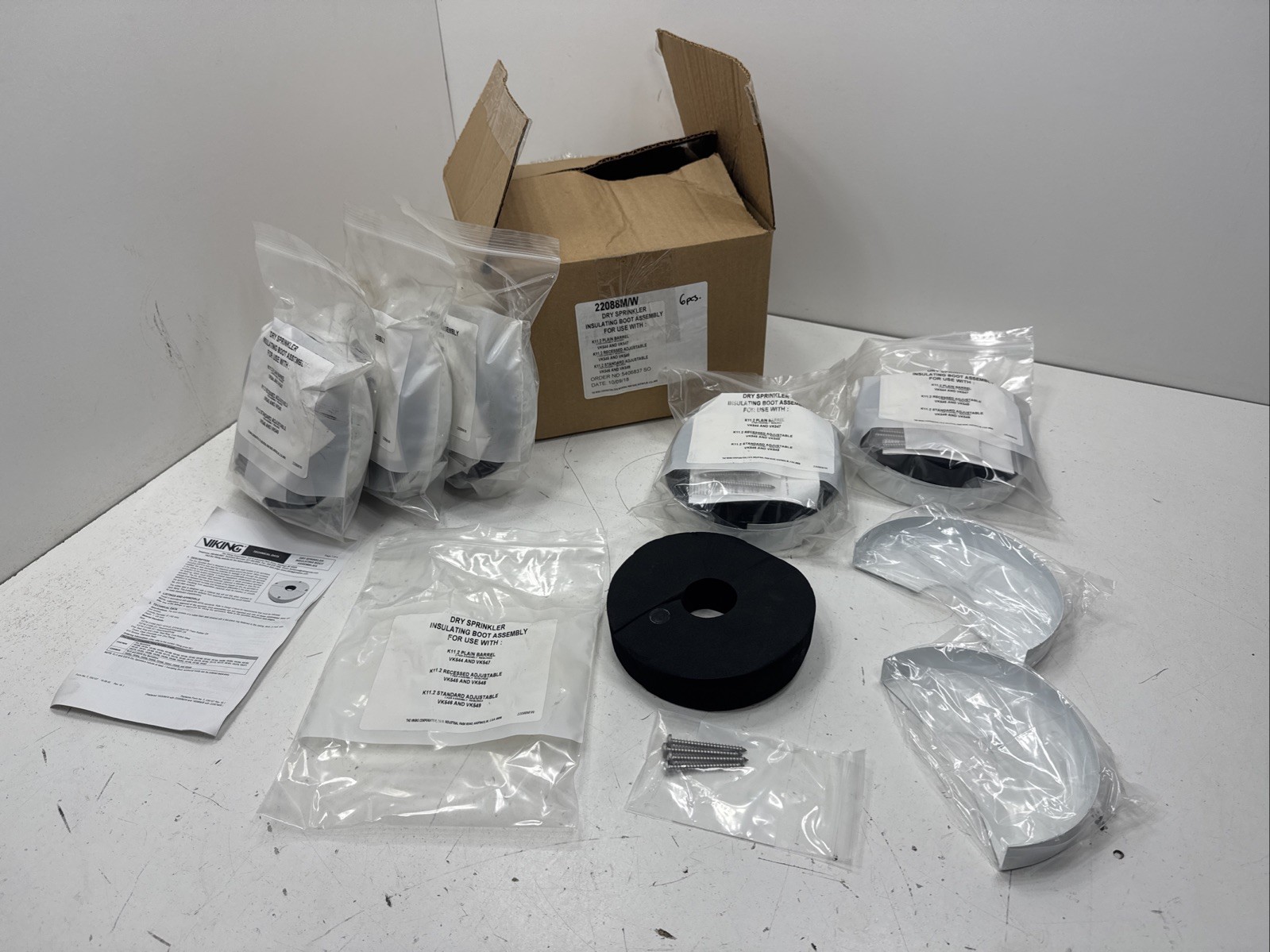 (Qty.6) Viking 22088MW Dry Sprinkler Insulating Boot Assemblies