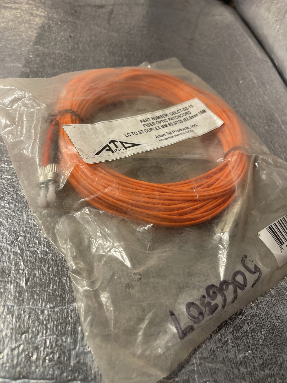 ALLEN TEL PRODUCTS GBLCT-D2-15 FIBER OPTIC PATCH CORD