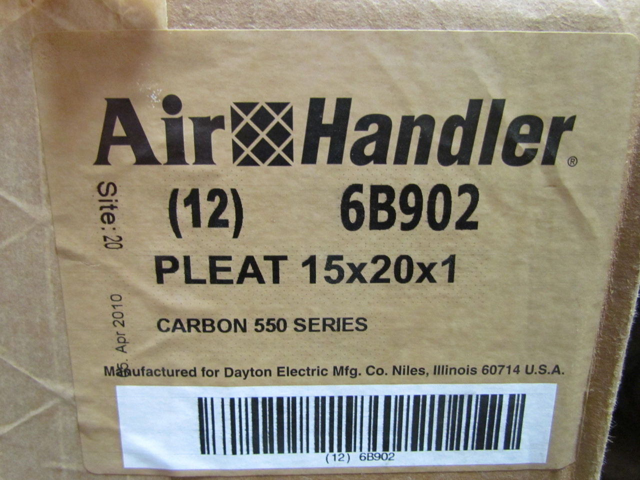 Air Handler 6B902 Pleated Carbon Impregnated Filter 15x20x1 Lot of 6